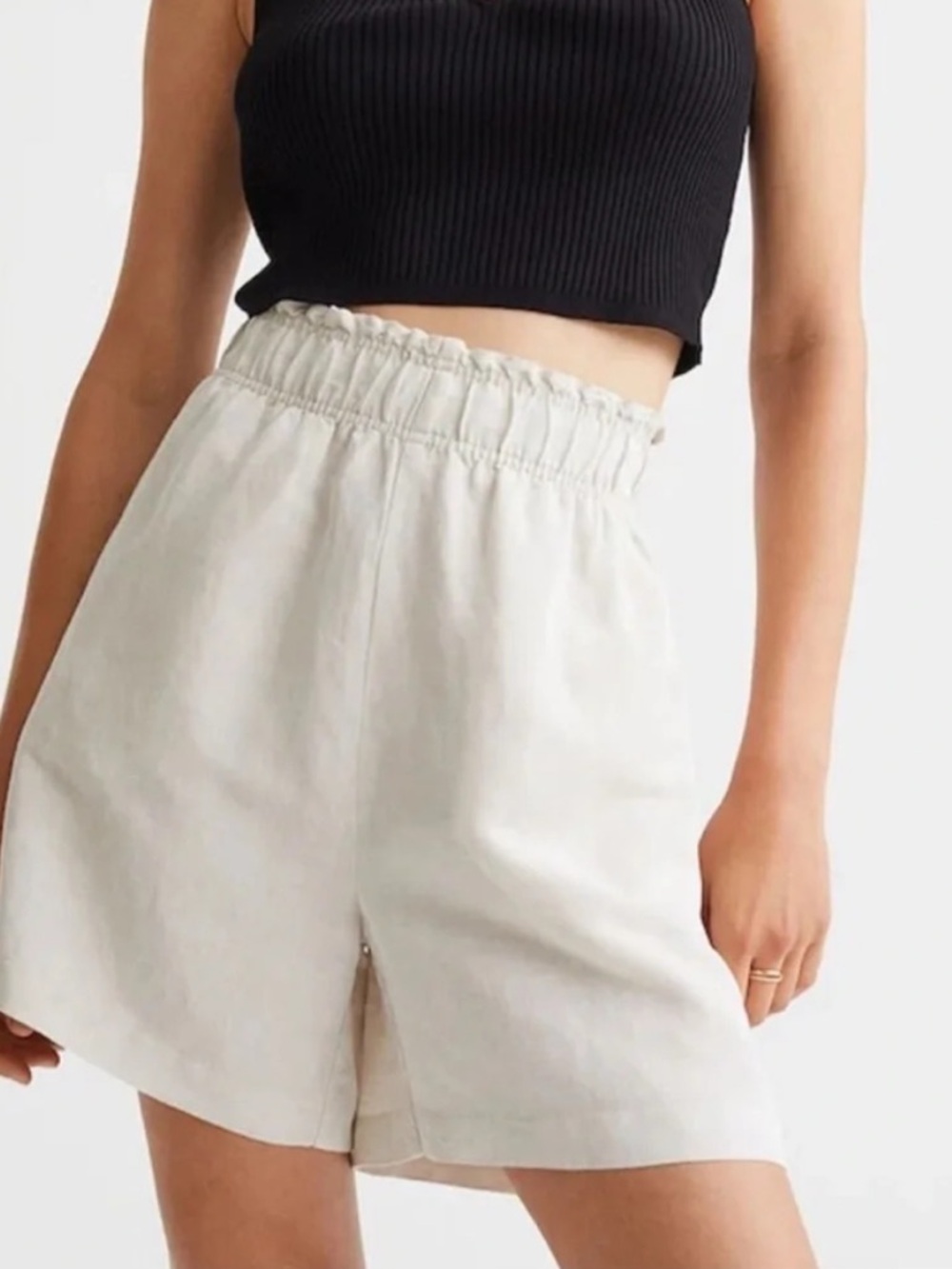 H&M NWOT linen blend beige Elastic-Waist Women's Shorts